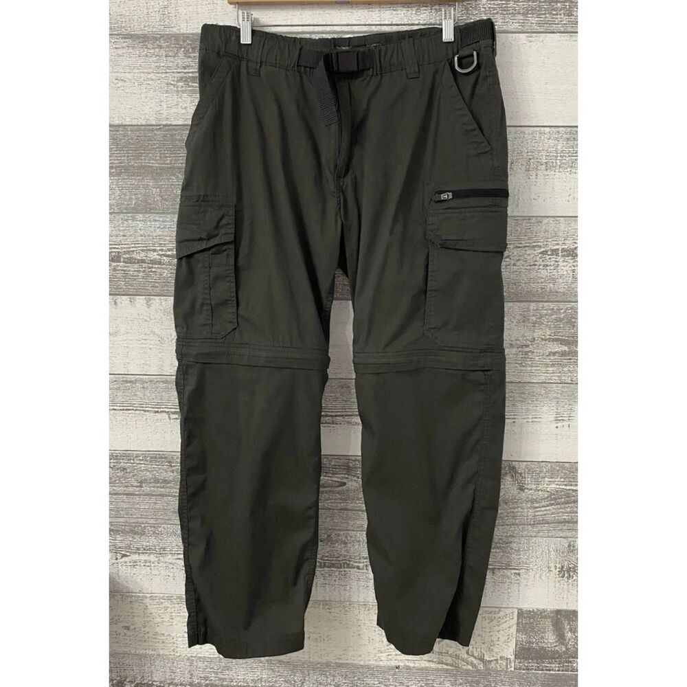 BC Clothing Convertible Cargo Pants Men's 30 XL (Fit 36x29) Green Zip Off Shorts